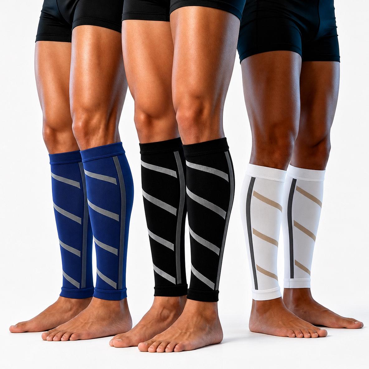 Unisex Mid Calf Leg Compression Sleeves (3-Pair) - Soft, Breathable, High Elasticity, Non-Slip Leg Protector for Softball, Lifestyle Use, 99-220lbs Flexible Fit, Running Support, Shin Splints Relief, Sports Sleeve,sohochic