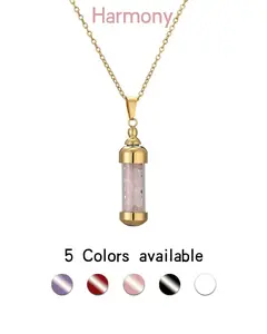 Pride Month Heart Chakra Rose Quartz Pendant | Perfume Bottle Aromatherapy Set with Box