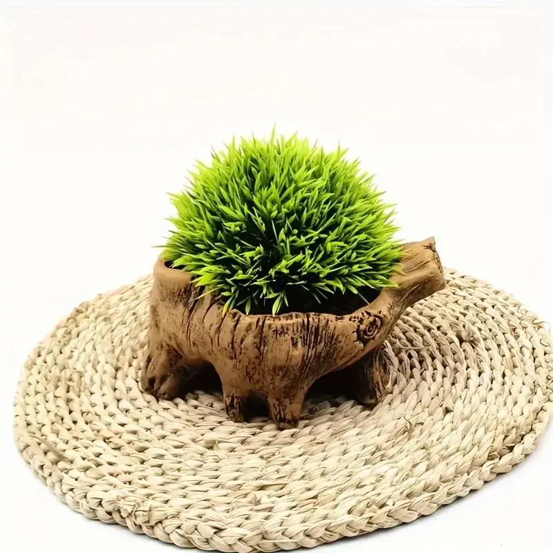 Vintage Tree Root Design Cement Stump Planter, Rustic Tree Root Design Succulent Pot, Indoor/Outdoor Decorative Pot with Drainage Hole