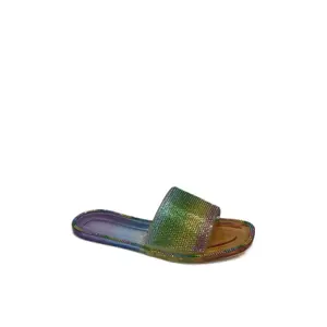 Women's Slip-on  with Wide Sparkling  Strap ds-56 - Walking Shoes for Girls Summer Comfort Footwear Casual  stylish woman Pillow Cloud unique Arch Support Fashion Rhinestone Decorated Flipflop Slide Slipper Parent