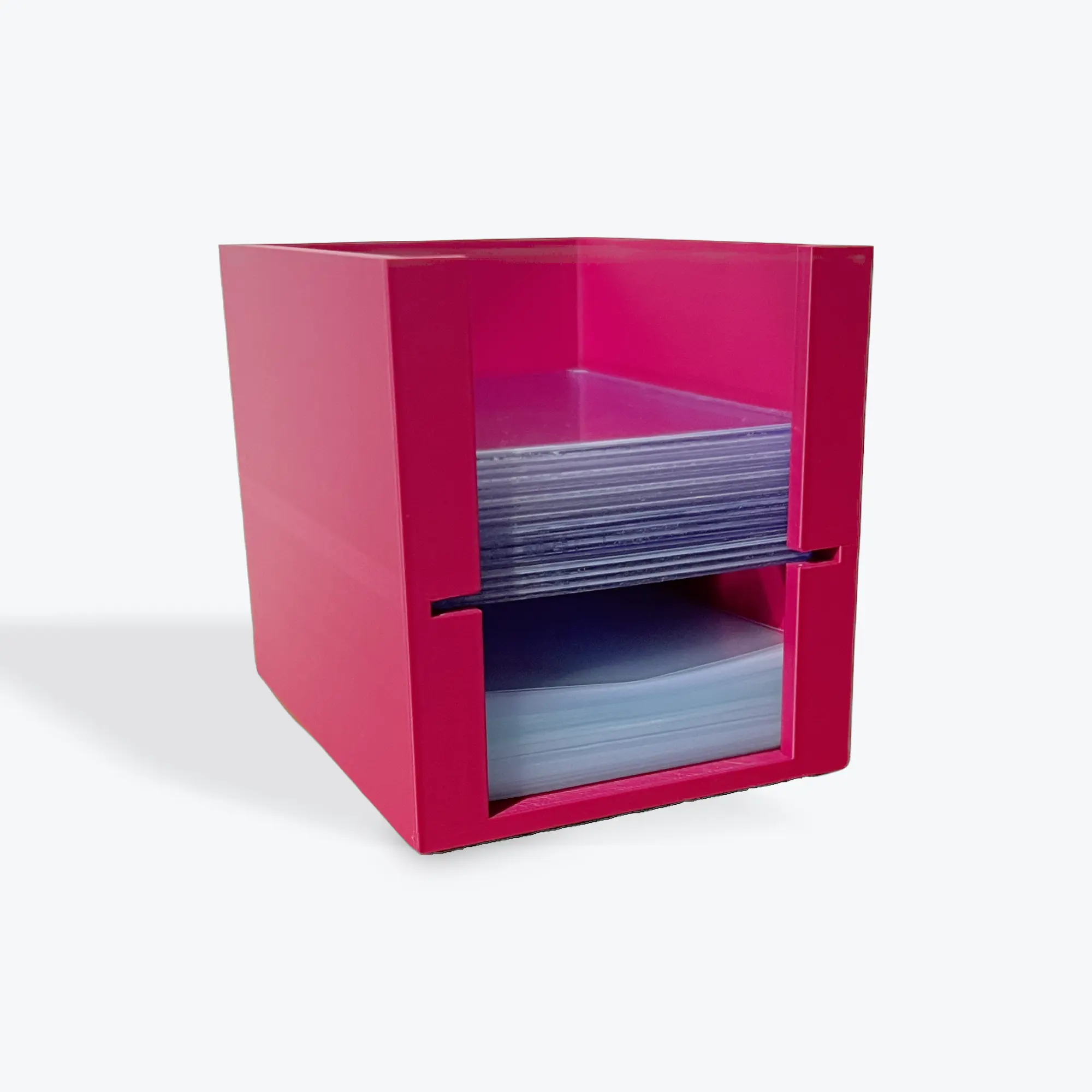 Penny Sleeve & Toploader Dispenser from Trainer Tools - Original Toploader Tower TM - Trading Card Organizer - Plum - Custom Made 3D Printed Collectible Storage Trading Card Organizer for KPop Pokémon Lorcana TCG One Piece Sports Cards Collectors