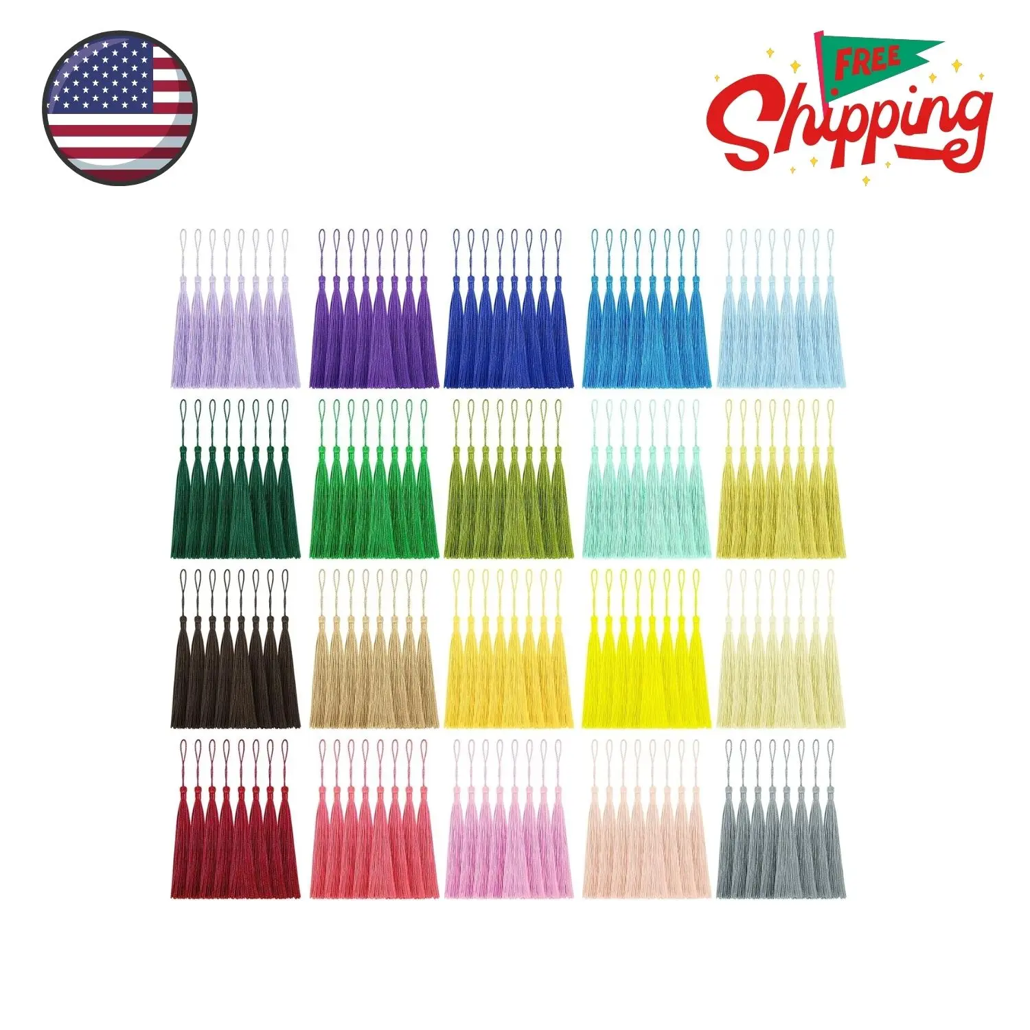160 Pack Bulk Bookmark Tassels, 5 Inch Soft Silky Tassels with Loops, 20 Colors