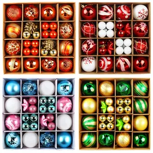 Christmas Ball Ornament, 1 Box Mixed Color Ball Shaped Ornament, Festive & Party Supplies for Christmas Tree, Home Decor, Decoration