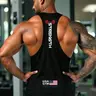 Men's Gym Muscle Tank Top, Y-Back Stringer Sleeveless T-Shirt, Sports Wear, with Strength & USA Gym Print, Breathable Fabric, Athleisure Tank for Workout, Running, Casual Daily Wear, Multi-Sport Top, Workout Clothing