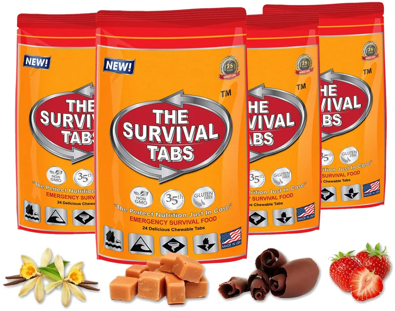 THE SURVIVAL TABS 8-Day Food Supply 96 Tabs Emergency Food Replacement Disaster Preparedness for Earthquake Flood Tsunami Gluten Free & Non-GMO 25 Years Shelf Life Long Term Food Storage-Mixed Flavor…