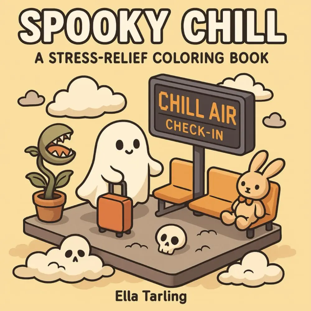Kids' Stress-Relief Coloring Book - Peaceful Spooky Designs, Interactive Activity Book, Relaxation Tool, Art for Kids