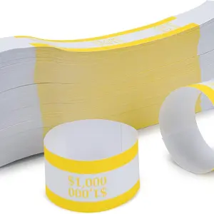 Currency Band Pack of 500 Self Sealing Currency Straps Bands Money Bill Wrappers (Yellow $1000-500 PCS) Pieces