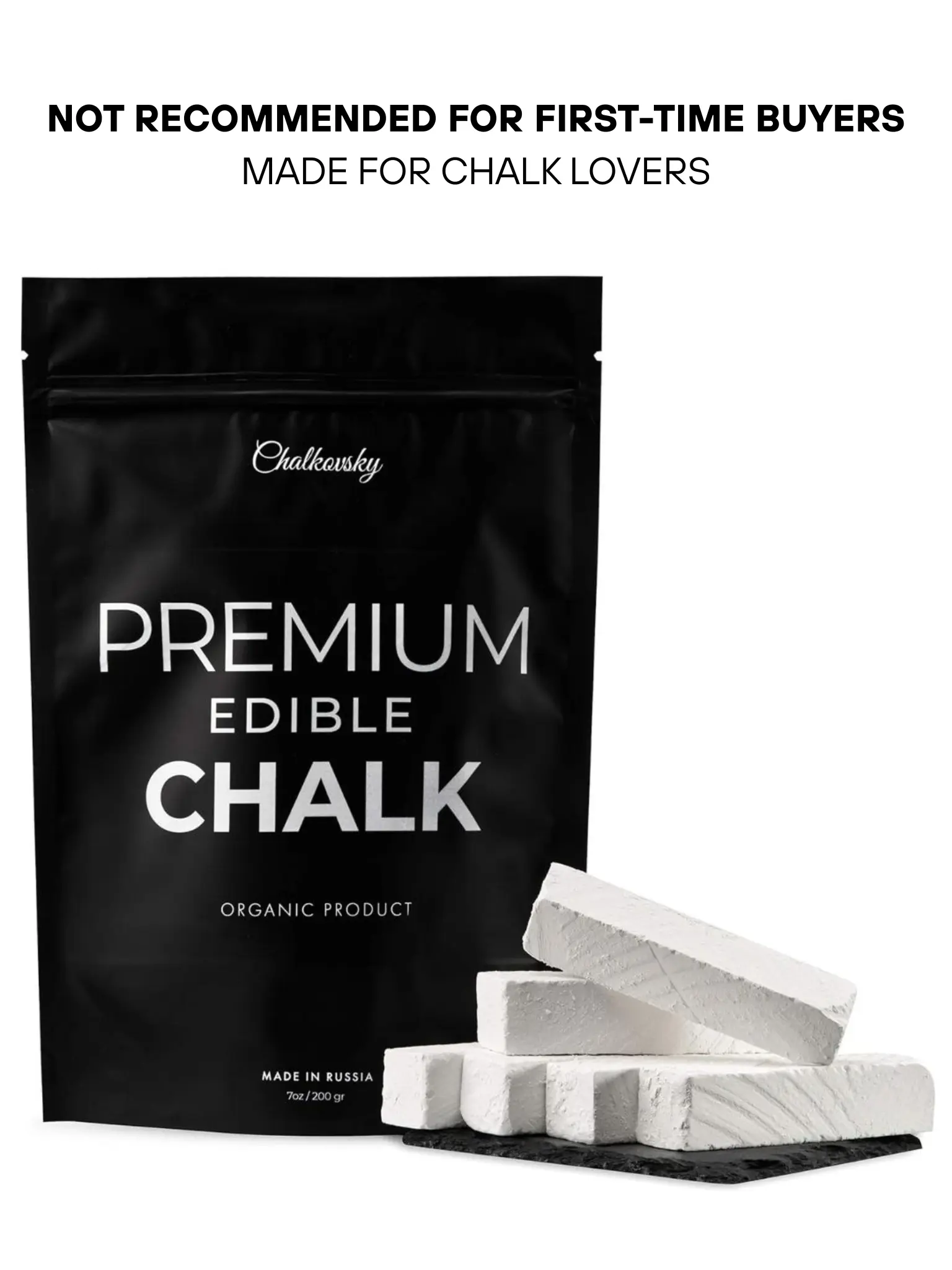 Chalkovsky Premium Climbing Chalk - ASMR Crunchy Texture, Natural Belgorod Chalk, Organic Chunks, 0 Additives, No Impurities, White, 7oz (200g), 6-Stick Pack for Pica/ASMR Use Cases