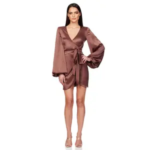 Nookie Stella Satin Mini Dress - Mocha