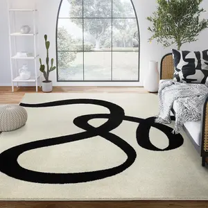 Modern Curved Line Design Abstract Rug with Elegant Style and Versatile Use