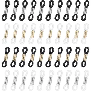 40 Pack Eyeglass Chain Ends, Eyeglass Chain Connector for Women Adjustable Chain for Glasses Holder Strap Adjustable Eyeglasses Sunglass - Rubber Zinc Alloy