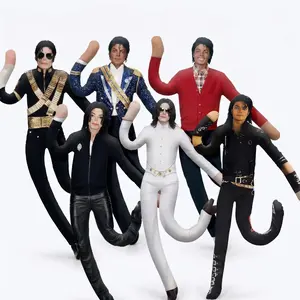 Michael Jackson Plush Dolls Set of 6 – 11" Poseable Collectible Figures with Wire Core, Soft Stuffed Toys with Dual-Sided Expressions, Iconic King of Pop Memorabilia Gift for Fans, Birthday & Christmas
