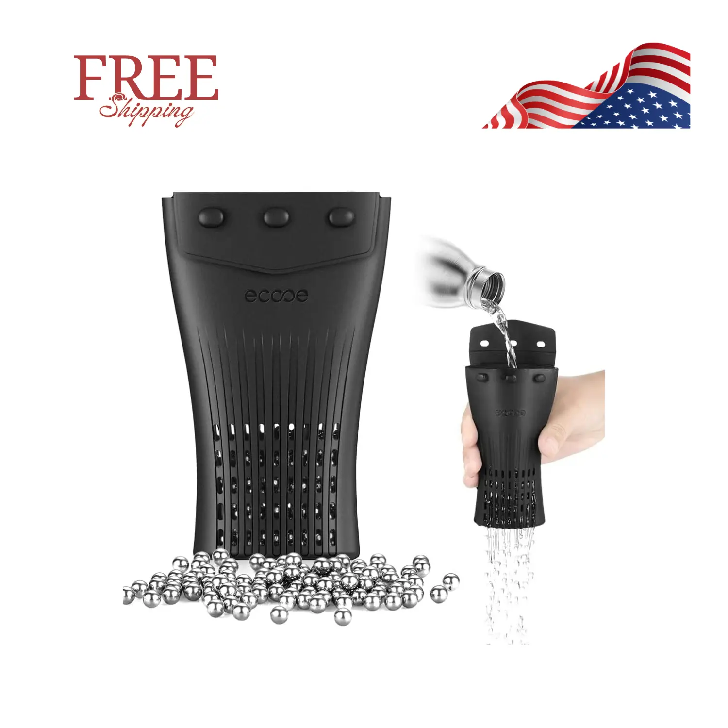 1200 PCS Decanter Cleaning Beads with Black Silicone Bag Reusable Stainless Steel