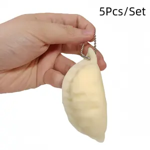5-Piece Mini Dumpling Keychain Bag Charms, Cute Soft Keychains, Unique Dumpling Bead Design, Mood-Boosting Gift, Ideal Stress Relief Decor