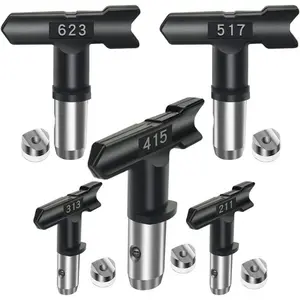 ZHUITU Reversible Spray Tip 5pcs Airless Spray Nozzles for Airless Paint Spray Guns and Airless Sprayer Spraying Machine 211, 313, 415, 517, 623 Black