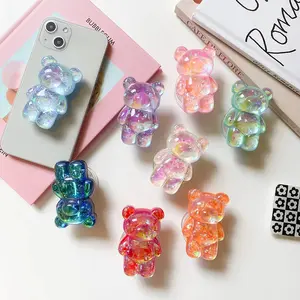 Glitter Gummy - 3D Glitter Bear Cell Phone Holder Bracket Universal Finger Ring holder