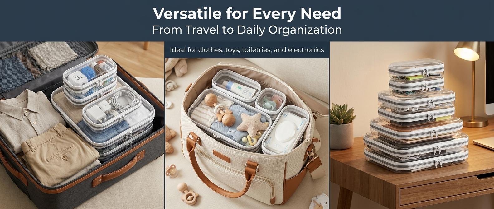 6 Pack Clear Hard Shell Storage Bins, Waterproof Dustproof Double Zipper PVC Cases, Portable Clothes Organizer for Travel, Toy Storage Bag for Kids, Book Pouch for Backpack, Mother's Day Gift for Mom, Memorial Day Essentials, Summer Family Organizer 6 Pack Clear Hard Shell Storage Bins, Waterproof Dustproof Double Zipper PVC Cases, Portable Clothes Organizer for Travel, Toy Storage Bag for Kids, Book Pouch for Backpack, Mother's Day Gift for Mom, Memorial Day Essentials, Summer Family Organizer