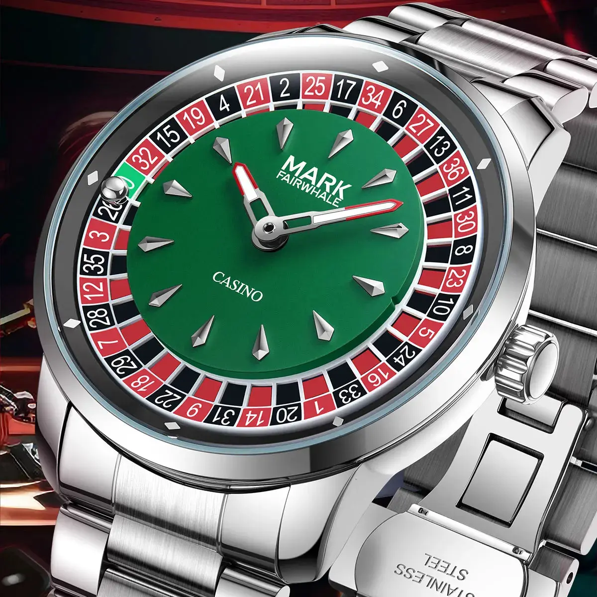 Mark Fairwhale  Casual Leather Strap dial Rotatable Roulette Watch Dial Men's Wristwatch Quartz Fashion WristWatch Wrist Watches for man