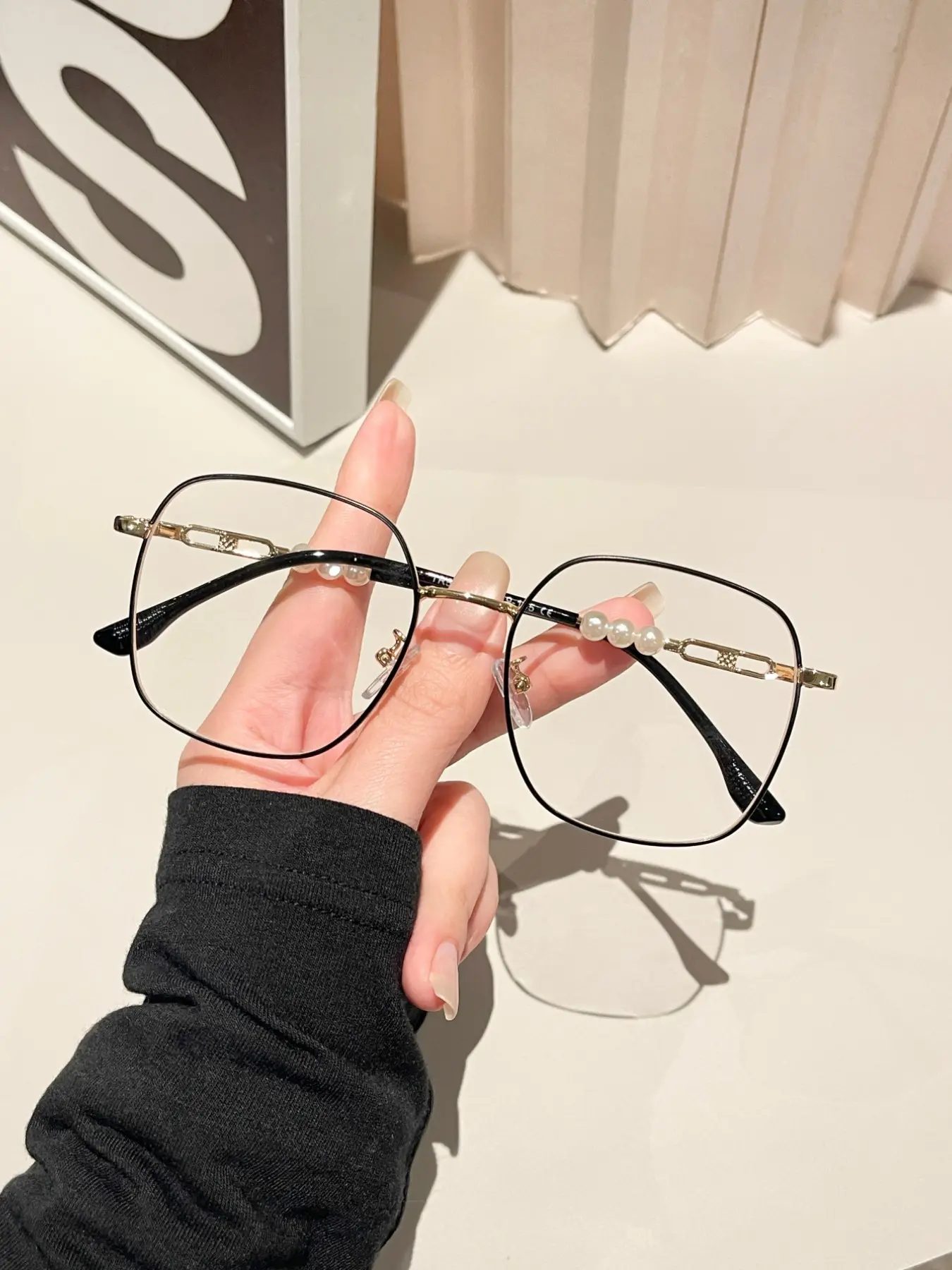 Korean Fashion Metal Large Frame Glasses, Protect Your Eyes When Using Phones Tvs Computers, Casual Style, All Seasons