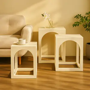 Set of 3 Metal Nested Side End Accent Table with Arched Cutouts