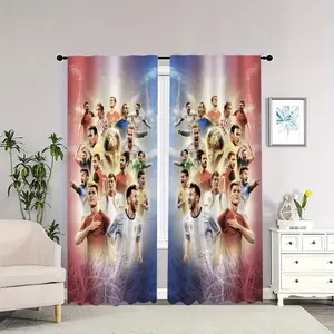 A backdrop of football players and trophies, fitted with blackout curtains on both sides, suitable for living rooms, bedrooms, and apartments, perfect for New Year's decoration, Wall Hanging Backdrop
