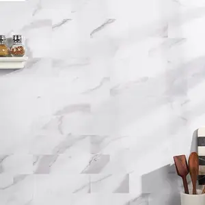 Calacatta LPS White 3x6 Brick Seamless Solid Core Peel & Stick Self Adhesive Marble Look Matte Tile