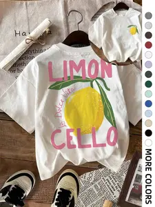 Women's Lemon & Letter Print Round Neck Tee, Casual Cute Fits Short Sleeve Crew Neck T-shirt for Summer, Fashion Women's Top for Daily Wear, Crewneck Tshirt, Summer Clothes Women, Casual Comfy Top