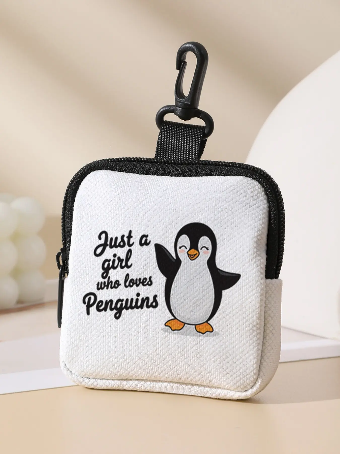 Penguin Pattern Coin Wallet, Multi-Functional Storage Bag, Durable Polyester, Digital Printing, Ideal Gift, Casual Style, All Seasons