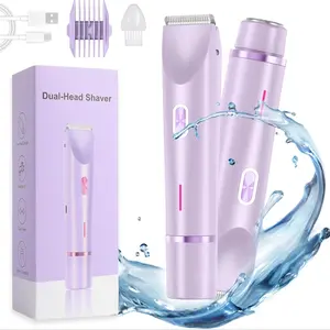 Electric Hair Trimmer, 1 Box Rechargeable 2 in 1 Body and Facial Hair Remover, Facial Armpit Legs Dual Head Trimmer, Gift for Girls