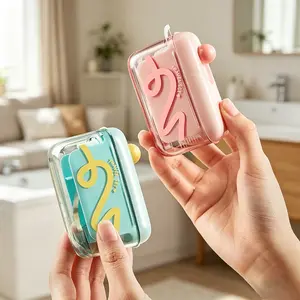 Auto-Pop Dental Floss Dispenser, OCD-Satisfying Portable & Refillable Floss Case, One-Handed On-the-Go Travel Oral Care Kit for Home, Office & Restaurant