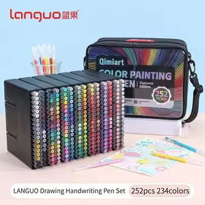 Languo 234 Color Gel Painting Pens Set, Durable Tips Reusable, Includes Shoulder Bag, Detailed Color Chart, Professional Art Supplies, Art Drawing Supplies, Coloring Materials Set