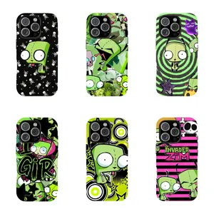 Invader Zim Gir Cartoon Phone Case Compatible With IPhone 11/12/13/14/15/16 /17Pro Shockproof Creative Handpainted Design Gift For Girlfriend Waterproof Anti-Fall Scratch Resistant