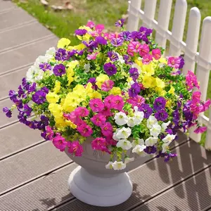 8 Bundles (Morning Glory) UV Resistant Outdoor Artificial Flower Bundles for porch & yard decor | fake flowers for outdoor planters, filler flowers for patio & garden decoration
