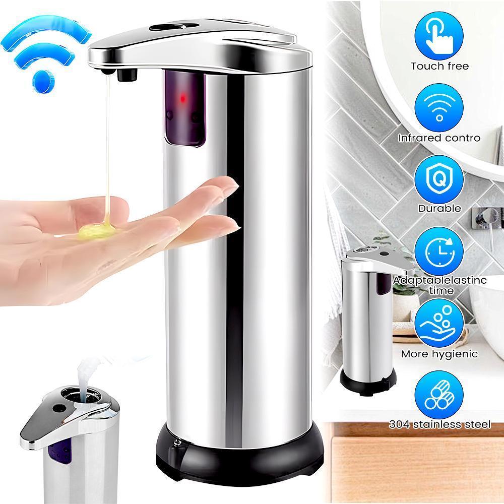 Automatic soap dispenser, touchless 3-stage adjustable hand sanitizer dispenser with upgraded waterproof base IR sensor.