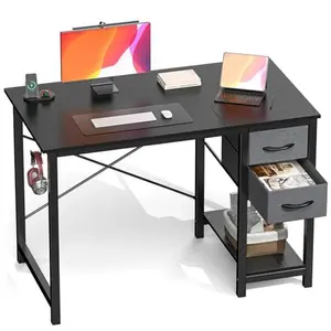 Multifunctional 40 Inch Computer Desk with Storage - Modern Writing Desk with 2 Fabric Drawers & Shelf, Adjustable Organizer & Side Hook for Home Office Study