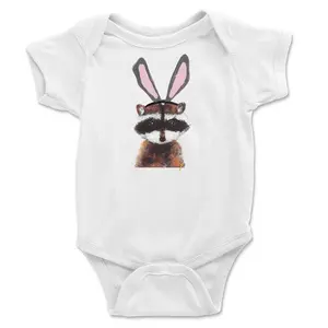 Hand-Painted Bunny Raccoon Onesie for Adorable Mischief