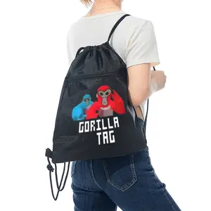 Gorilla Tag Game Characters Print Drawstring Backpack Outdoor Sport Gym Bag Lightweight for Teens Youth Students Unisex Suitable for School Travel Hiking Daily Use Perfect Gift for Christmas Birthday Graduation and Spec