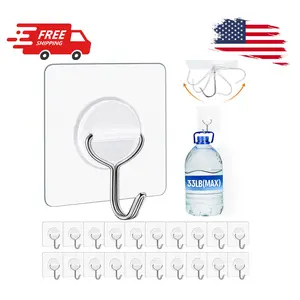 Adhesive Wall Hooks for Hanging Heavy Duty 33lb(Max), 24 Pack