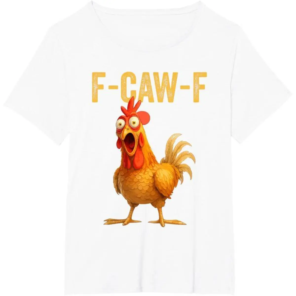 "Funny F-CAW-F" Rooster Sports T-Shirt - Classic, Soft, Short-Sleeve, Relaxed Fit & Fitted Options, Unique Style for Poultry-Loving Sports Enthusiasts