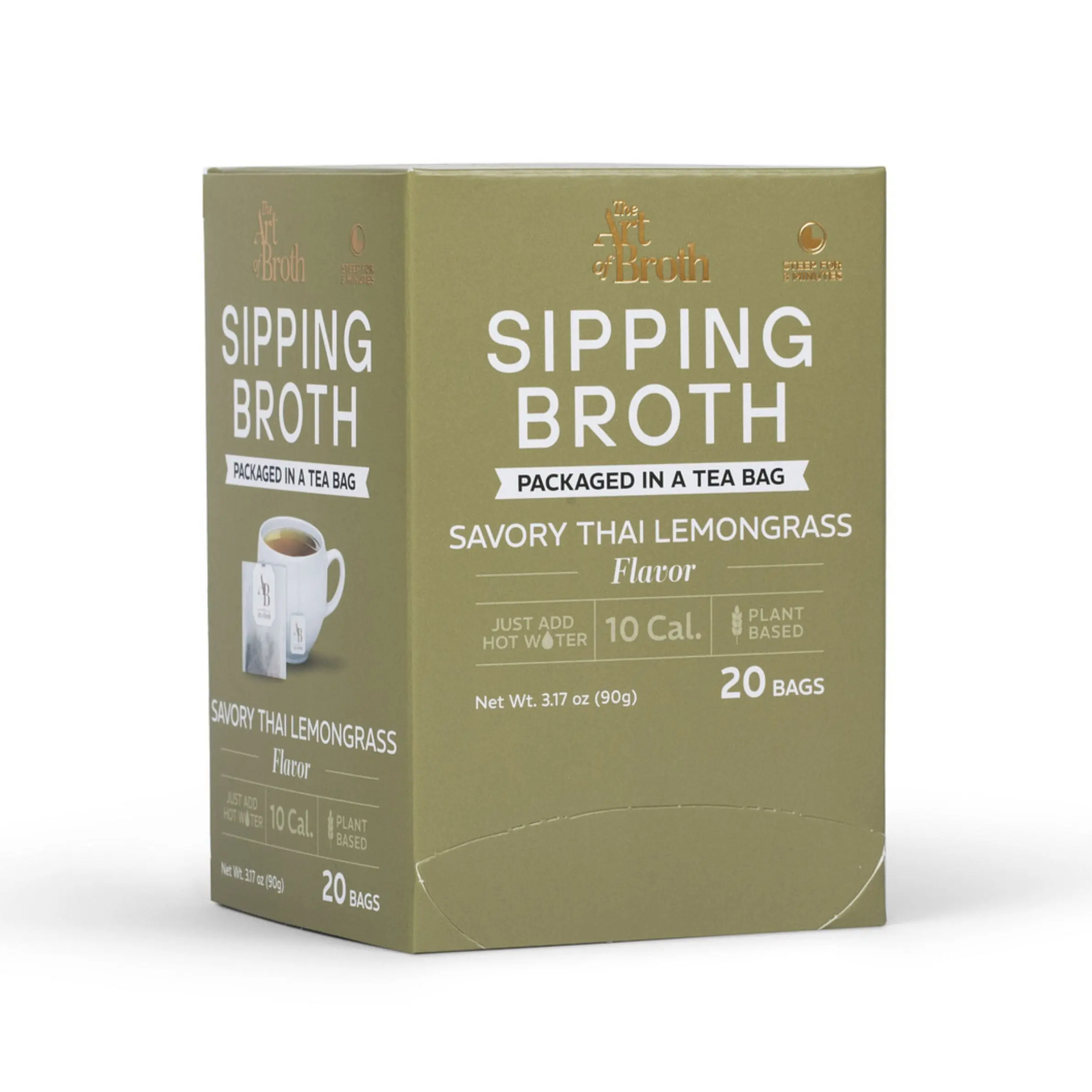 The Art of Broth | Sipping Broth | Thai Lemongrass | Ginger Turmeric Cilantro Mushroom Extract | Plant-Based | Satisfies Cravings | Calming Healthy Snack | Bone Broth Alternative | No Caffeine | Low Calorie | Unparalleled Flavor