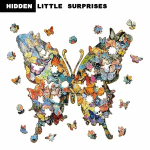 Wooden Butterfly Puzzle Decoration, Wooden Jigsaw Puzzle, Adult & Kids Educational Stress Relief Toy, Two Sizes Available, Perfect Gift & Self-Play