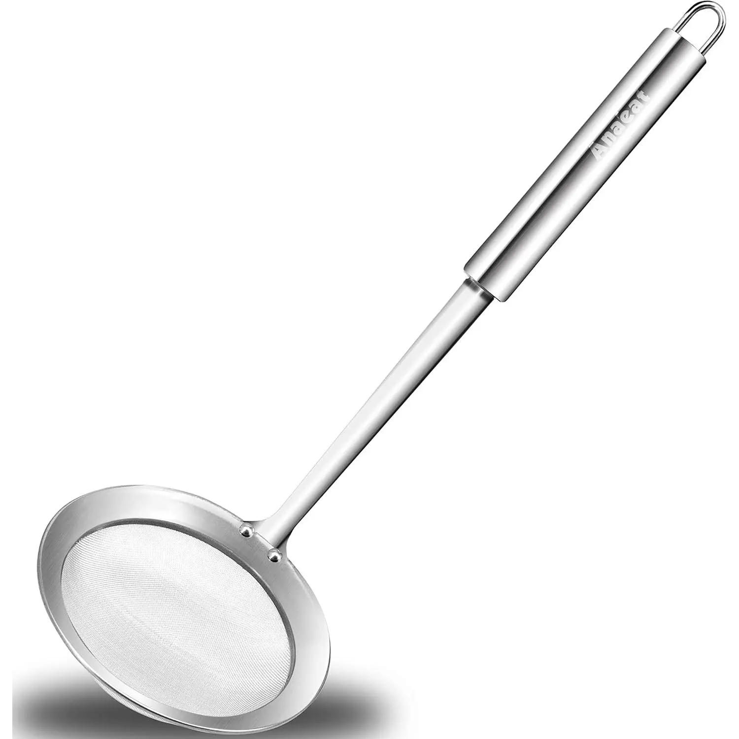 4.7" Stainless Steel  Skimmer Spoon - Professional Kitchen Fine Mesh  Strainer and Hot Pot Skimmer with Long Handle for Skimming, Cooking, Frying, , Gravy and
