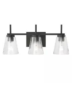 Renslow 21"W 3-Light Bath Vanity Light Fixture by Kichler Black Finish with Hammered Glass Shades