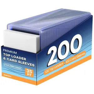 200 Card Sleeves Top Loaders for Cards, 3" x 4" Hard Plastic Toploaders, Baseball Card Protectors, Trading Card Holder for Football Sports Cards (100 Toploaders + 100 Penny Sleeves)