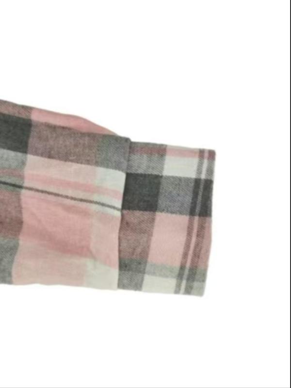 Color Block Plaid Collared Shirt Jacket, Wide Loose Casual Shirt for Everyday Wear, Versatile Layering Top for Women Color Block Plaid Collared Shirt Jacket, Wide Loose Casual Shirt for Everyday Wear, Versatile Layering Top for Women