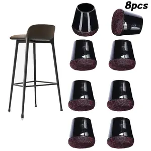 8Pcs Silicone Chair Leg Floor Protectors with Felt Pads, Purple & Black Furniture Leg Caps for Home Hardwood Tile Floors, Anti-Scratch & Noiseless Chair Leg Covers