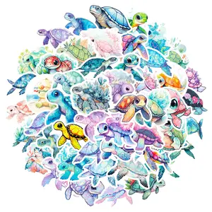 Decorative stickers Sea Turtle Pattern Car Stickers, 50pcs/set Waterproof Cartoon Car Decals, Self-adhesive Sticker For Phone Case, Computer, Guitar, Bag, Water Cup, Scrapbook Decoration