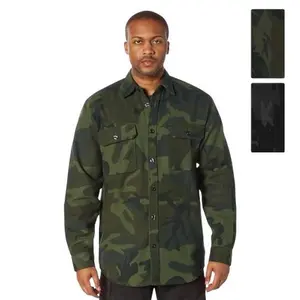 ROTHCO Men's Midnight Camo Flannel Shirt - Heavyweight Cotton Camouflage Shirts for Outdoor Activities & Tactical Wear, Menswear Classic Casual Long Sleeve Flannels with Pockets Black Top Fabric Crewneck Jacket