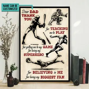 Personalized Baseball Dad Players Thank You Custom Poster, Gift From Son Father's Day Poster