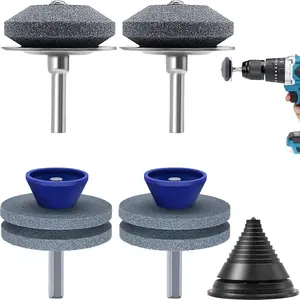 Lawn mower blade sharpener 4pcs mower blade sharpener with blade balancer lawnmower blade sharpener for any power drill hand drill